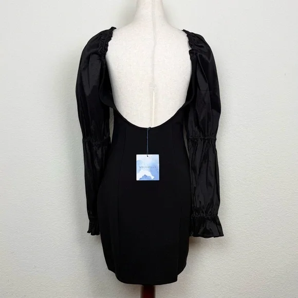 MAJORELLE Dove Long Sleeve Mini Dress in Black - Picture 9 of 15